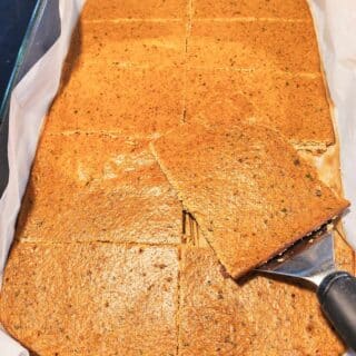 gaps pancake oven baked squares on a spatula