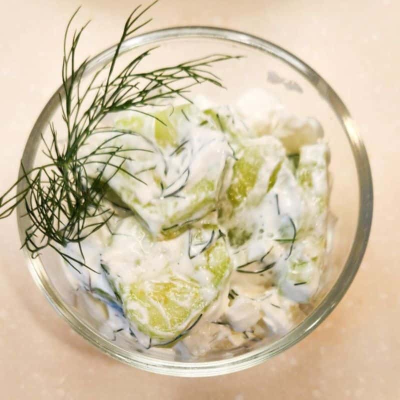 cucumber cream dill salad whole30 gaps and paleo diet
