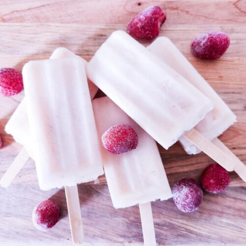 3 ingredient healthy popsicle recipe gut healthy strawberry kefir probiotic popsicles with fresh or frozen strawberries from scratch