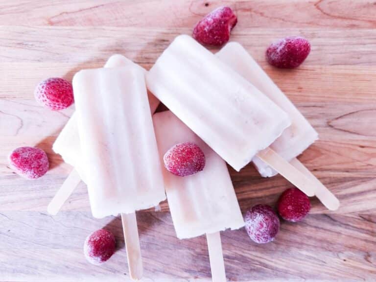 3 ingredient healthy popsicle recipe gut healthy strawberry kefir probiotic popsicles with fresh or frozen strawberries from scratch