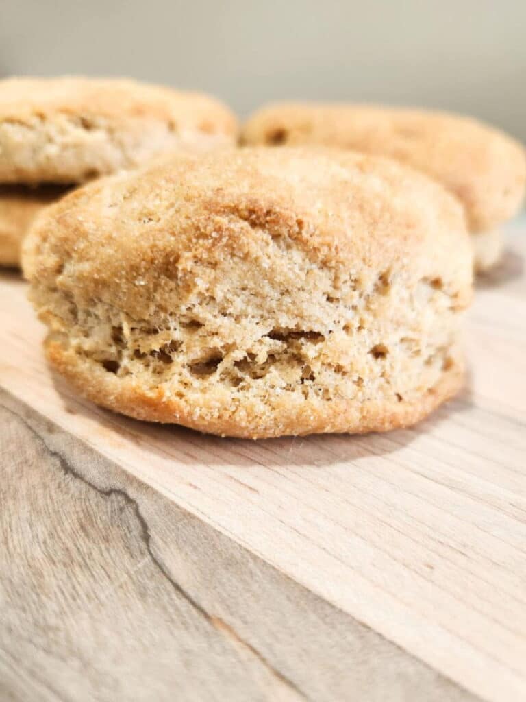 fresh milled flour biscuit with hard soft white wheat berries from scratch sourdough biscuit