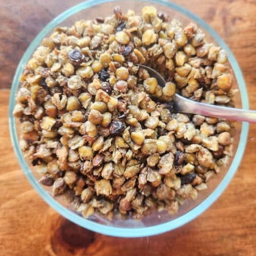 crunchy roasted lentils salty snack in a bowl