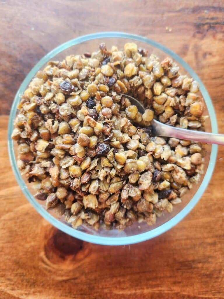 crunchy roasted lentils salty snack in a bowl