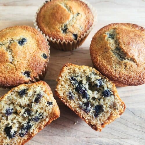 fresh milled flour blueberry muffins with no refined sugar