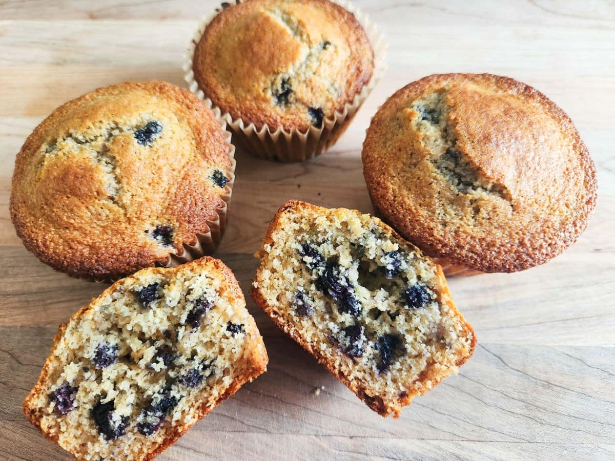 fresh milled flour blueberry muffins with no refined sugar